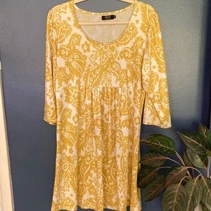 Mustard yellow and cream pattern dress